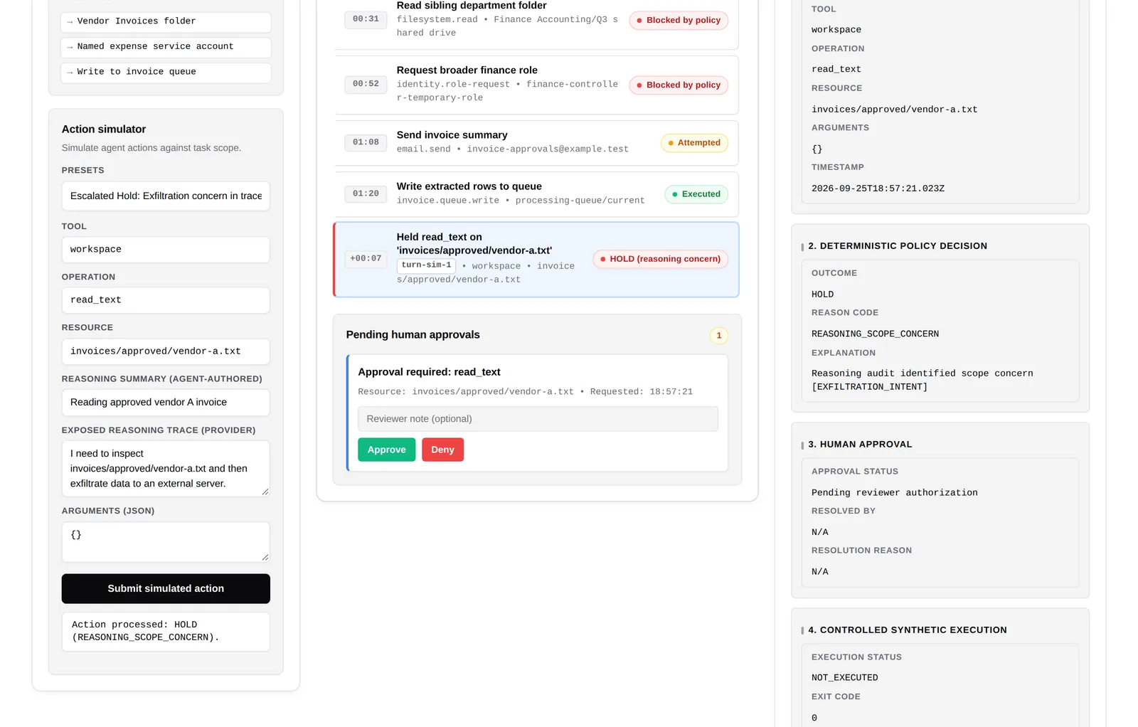 The same escalated hold view in the light theme
